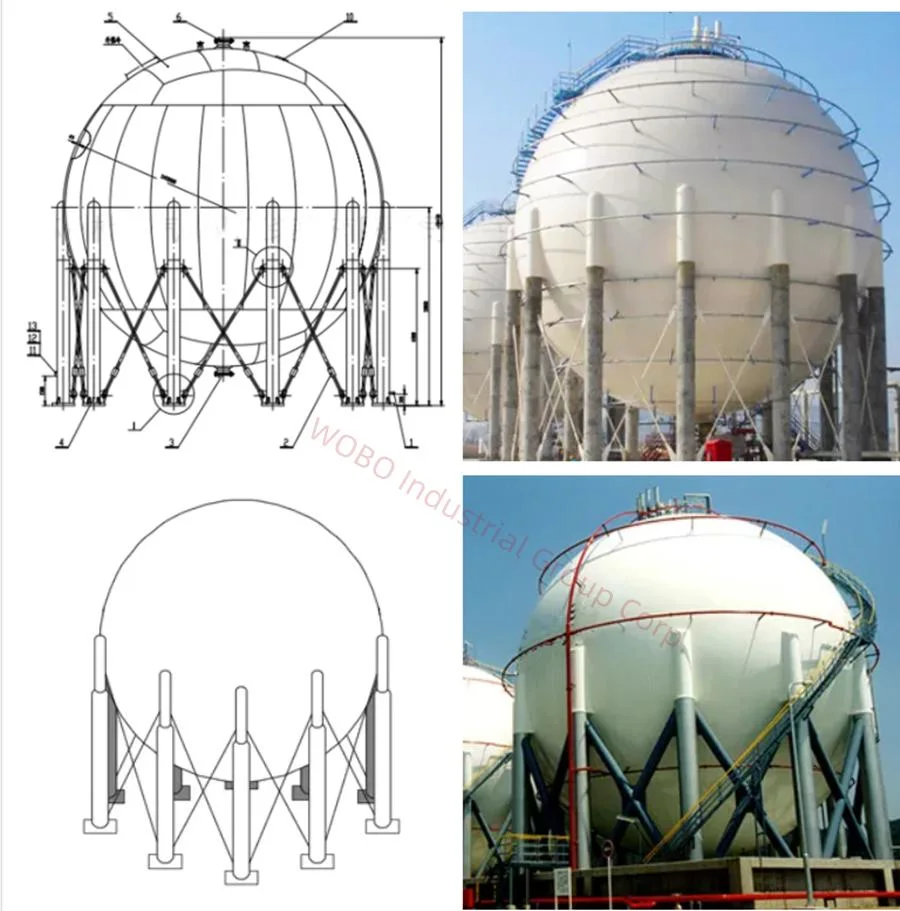 Customizable Cryogenic Liquid Boiler Spherical LNG Storage Tank Turnkey Project